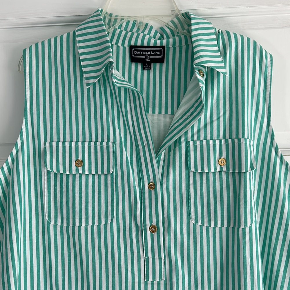 NWOT Duffield Lane mint green striped dress-Sz L